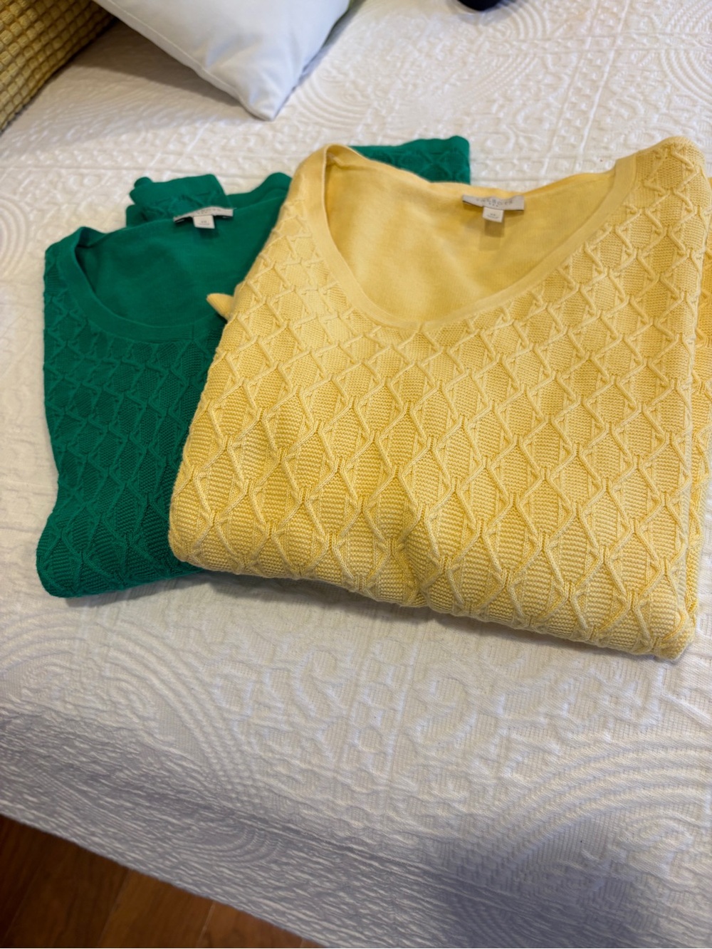 2 Talbots Scoop Neck Sweaters in Yellow and Green